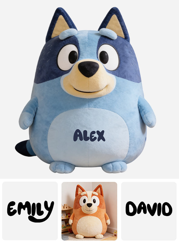 Cute Friend - Personalized Blue Dog Premium Faux Fur Pillow
