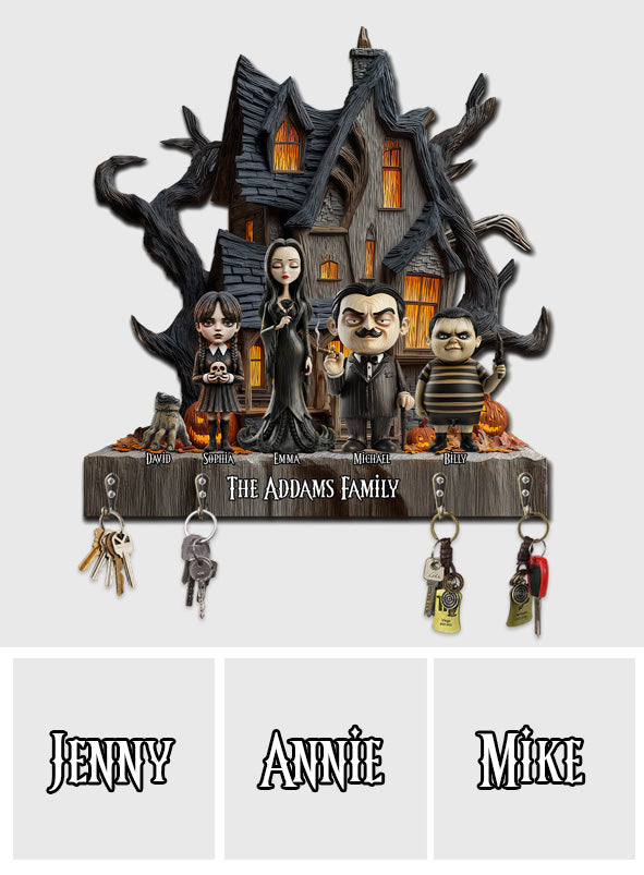 The Mysterious and Spooky Family - Personalized Family Custom Shaped Hanging Rack