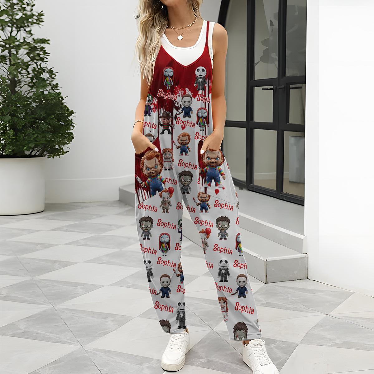 Scary Halloween - Personalized Horror Character Loose-Fit Overalls/ Rompers