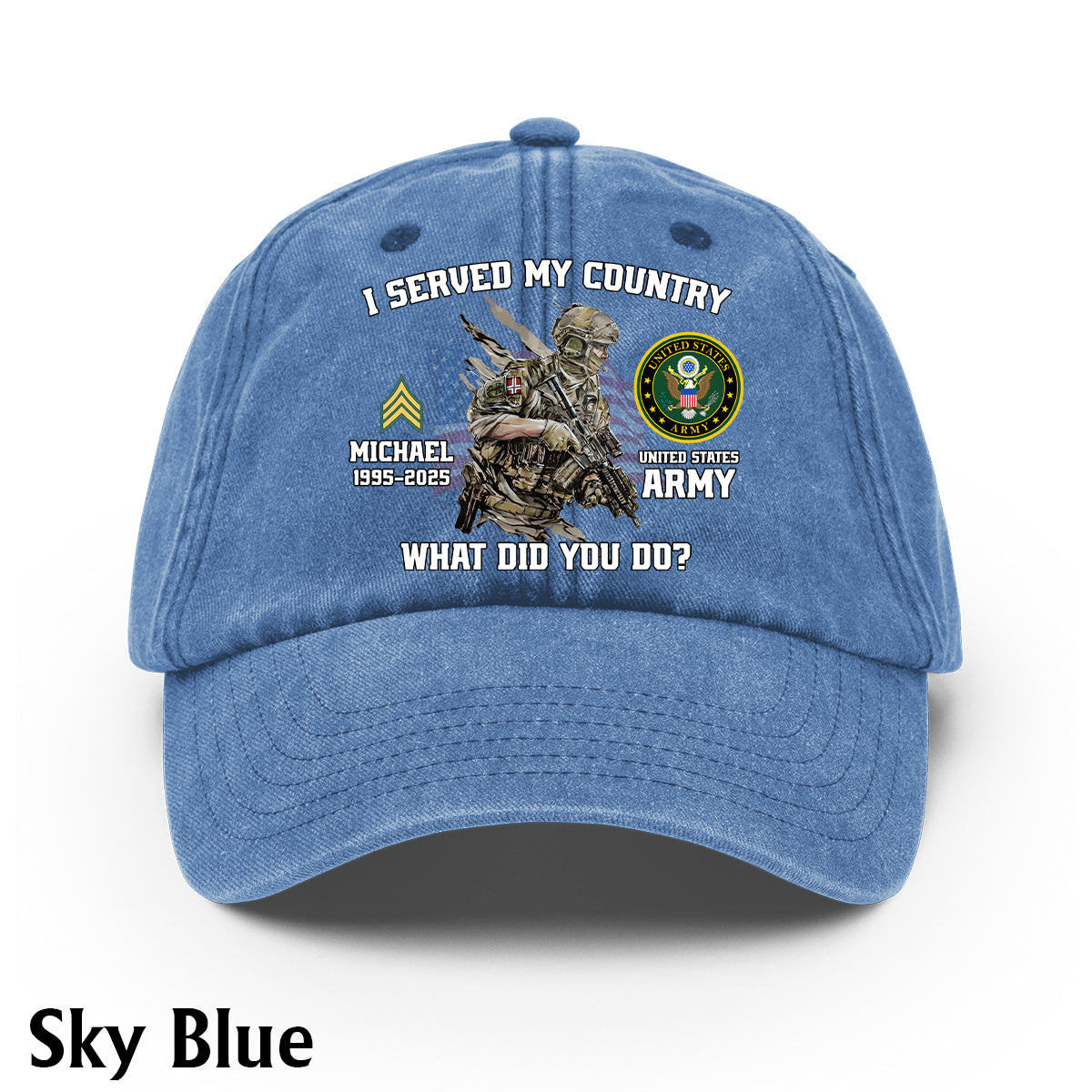 I Served My Country - Personalized Veteran Washed Denim Cap