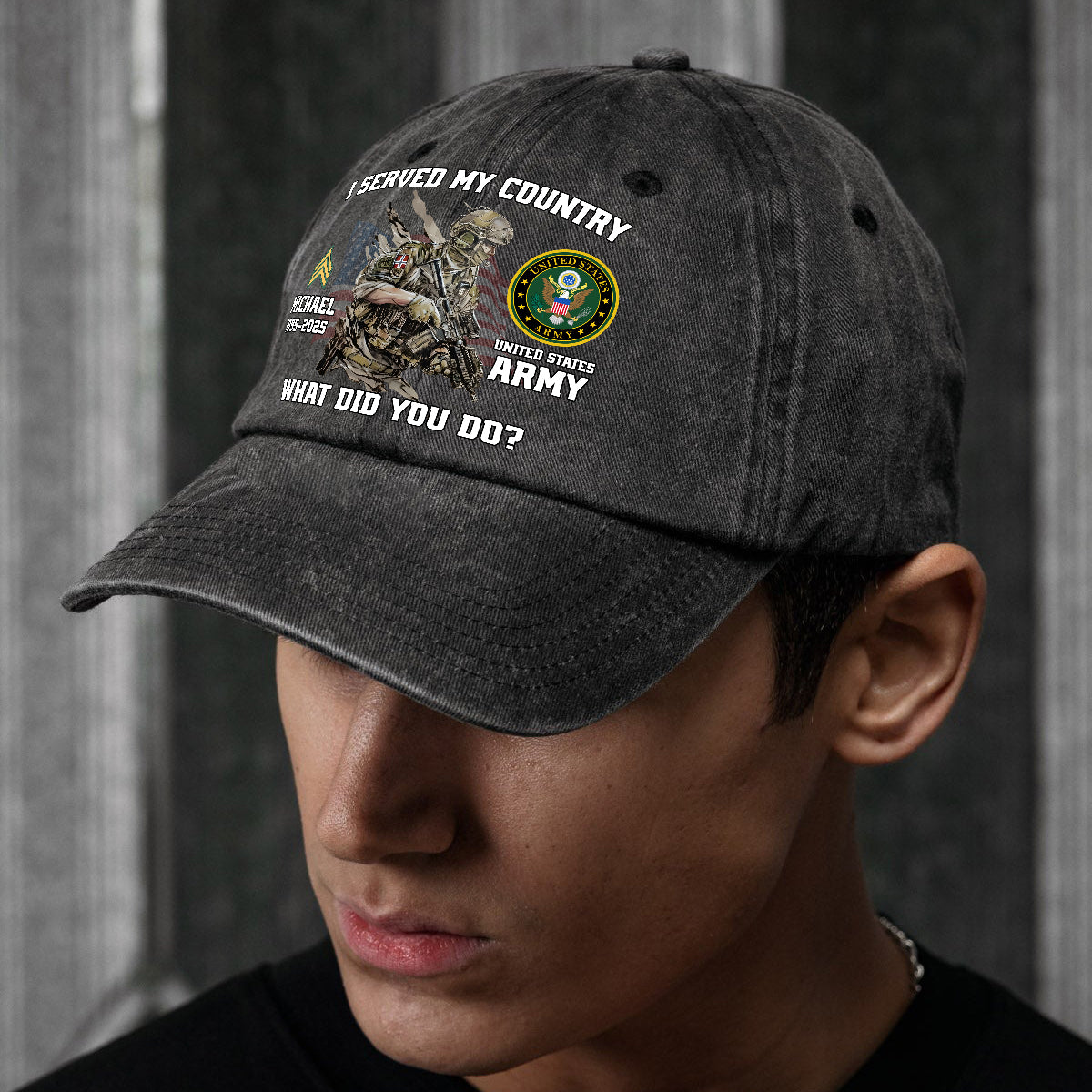 I Served My Country - Personalized Veteran Washed Denim Cap
