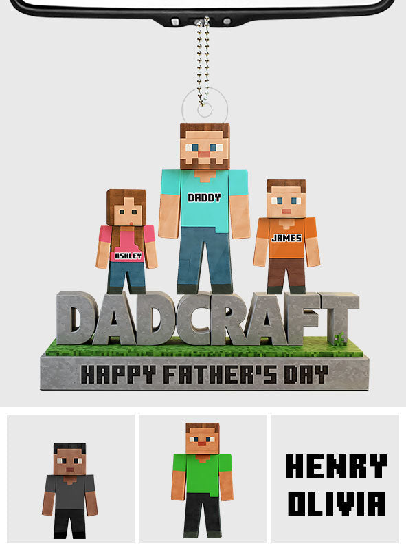 Dadcraft, Father's Day Gift For Game Dad - Personalized Block World Custom Shaped Car Ornament