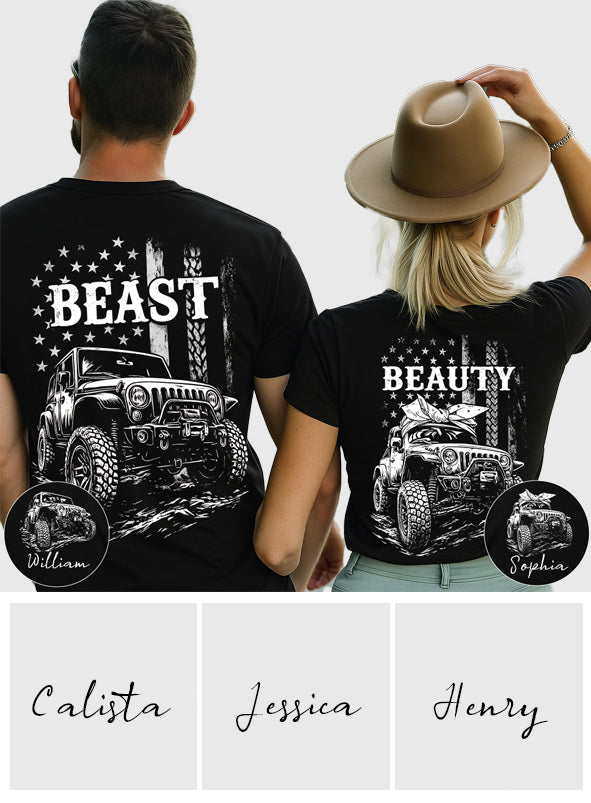 Matching Jp Beast Beauty American Flag - Personalized Couple T-shirt And Hoodie