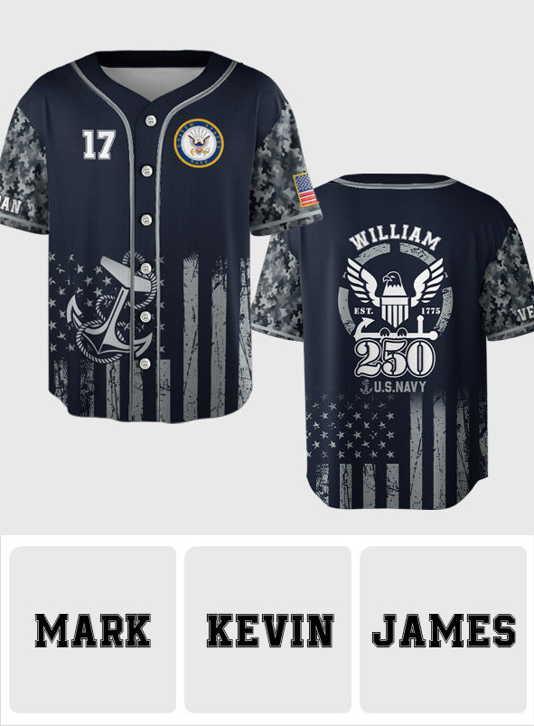 250th Anniversary - Personalized Veteran Baseball Jersey