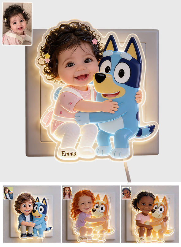 Sweet Dreams - Personalized Blue Dog Acrylic Plug-In Night Light