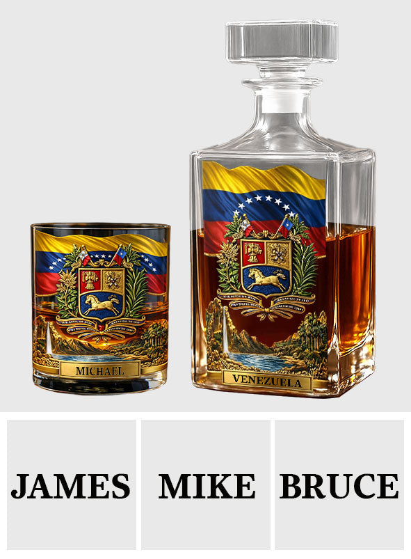 Stand Strong Venezuela - Personalized Expats Whiskey Decanter Set