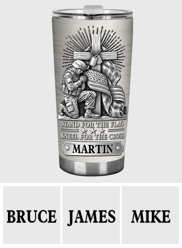 Kneel For The Cross - Personalized Veteran Tumbler