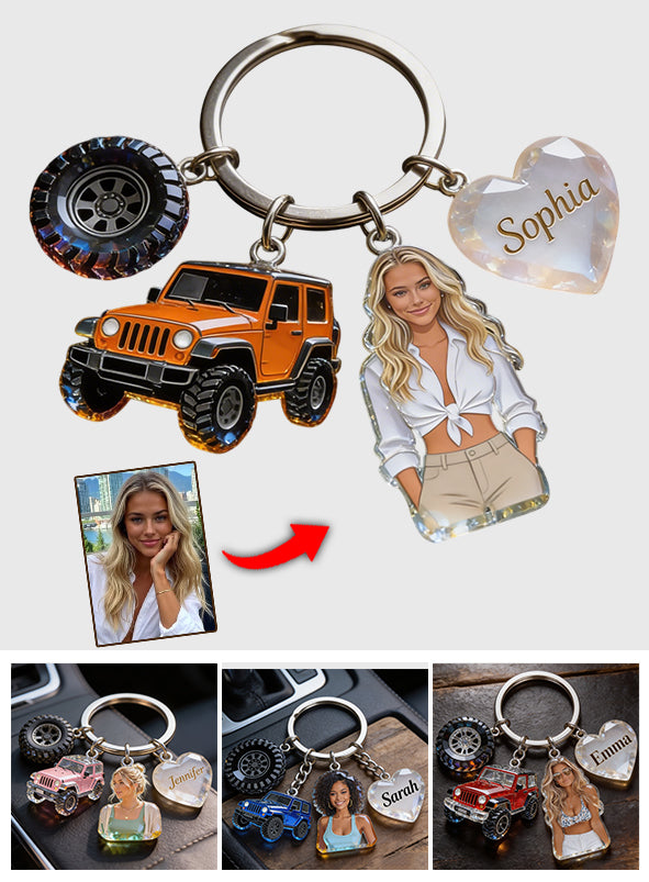 Custom Any Photo - Personalized Car Keychain With Charms