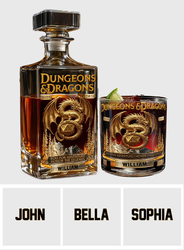 Roll For Adventure - Personalized DD Lover Whiskey Decanter Set