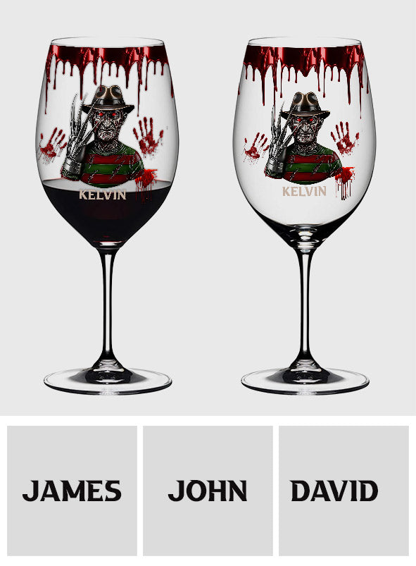 Scary Night - Personalized Horror Character Wine Glass With Long Stem