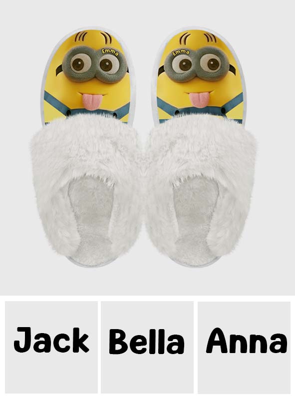Cute Mini Banana - Personalized Slippers With Fur Lining