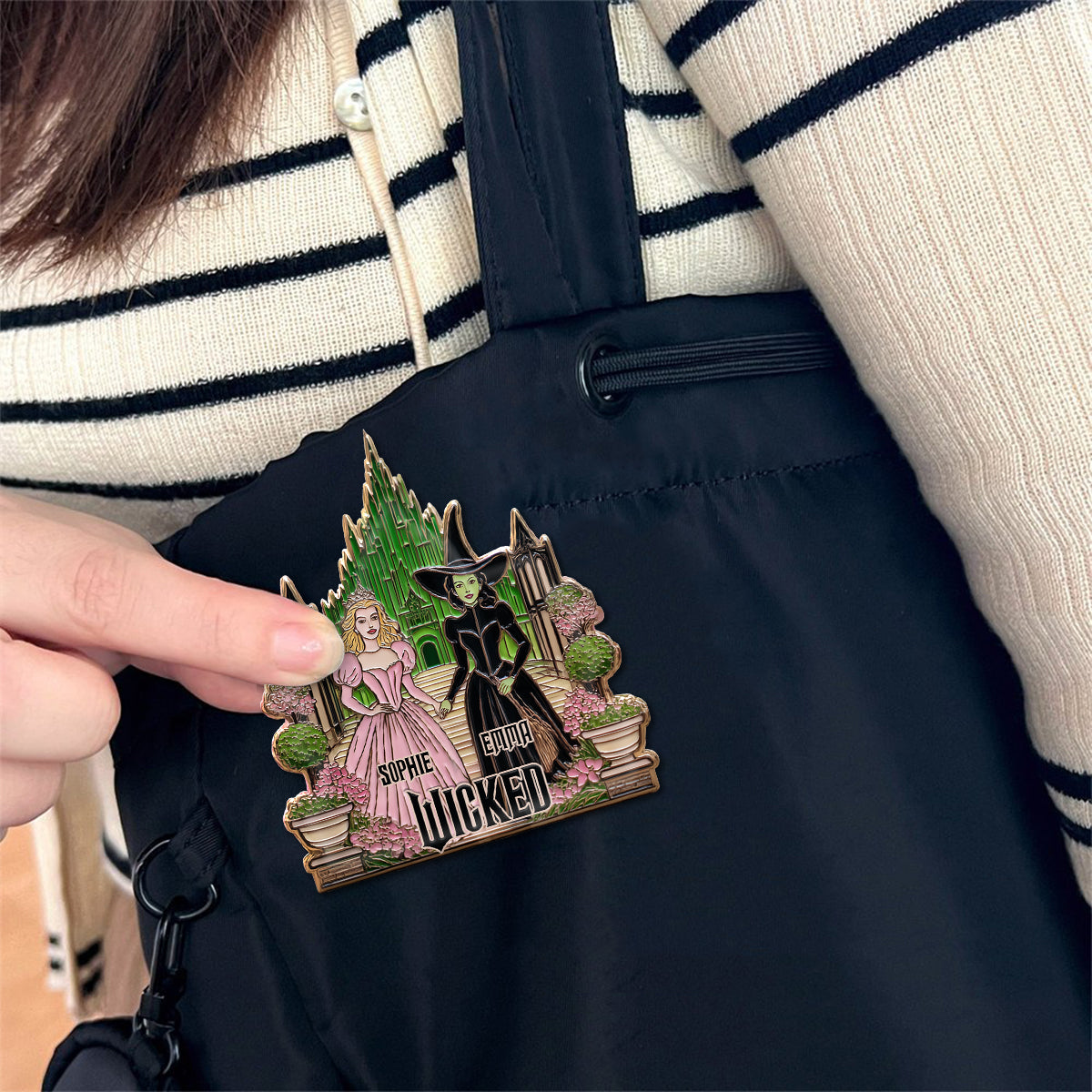 Beautiful Witches - Personalized Green and Pink Pin