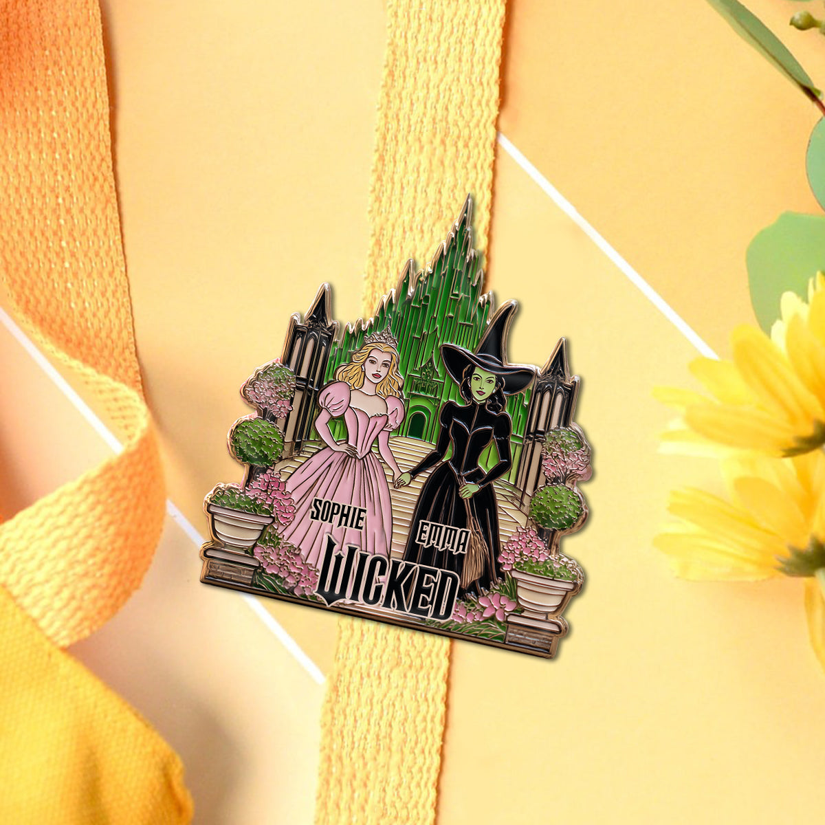 Beautiful Witches - Personalized Green and Pink Pin