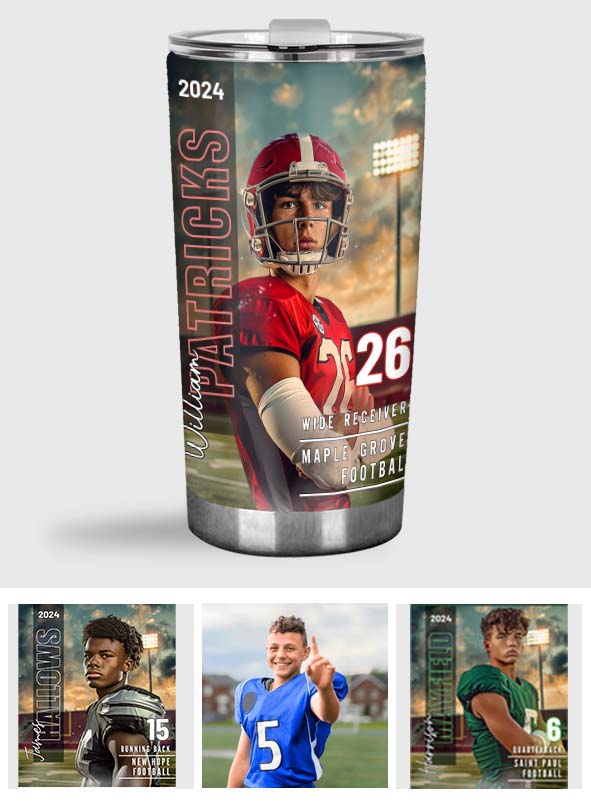 Any Sport, Name, Postion, Number, Team.... - Personalized Football Tumbler