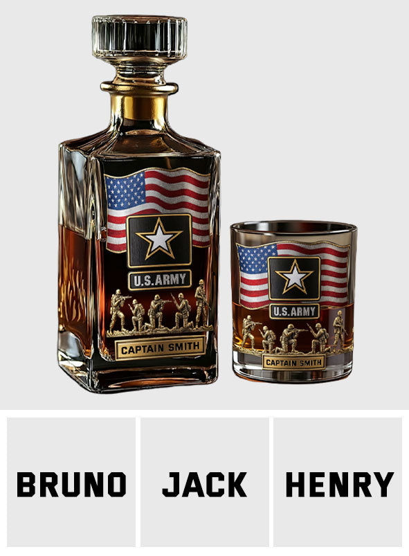 The Strongest Soldier - Personalized Veteran Whiskey Decanter Set