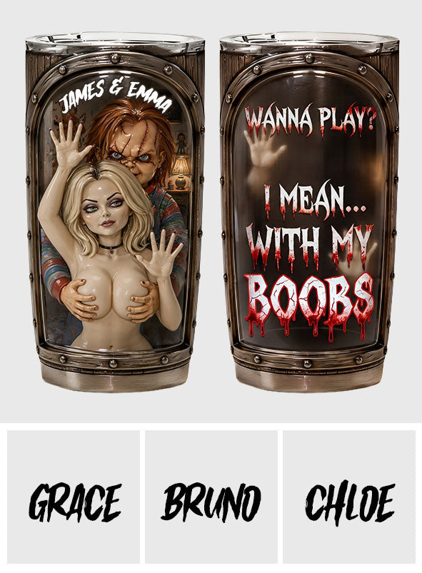 Naughty Creepy Doll Couple - Personalized Horror Character Tumbler