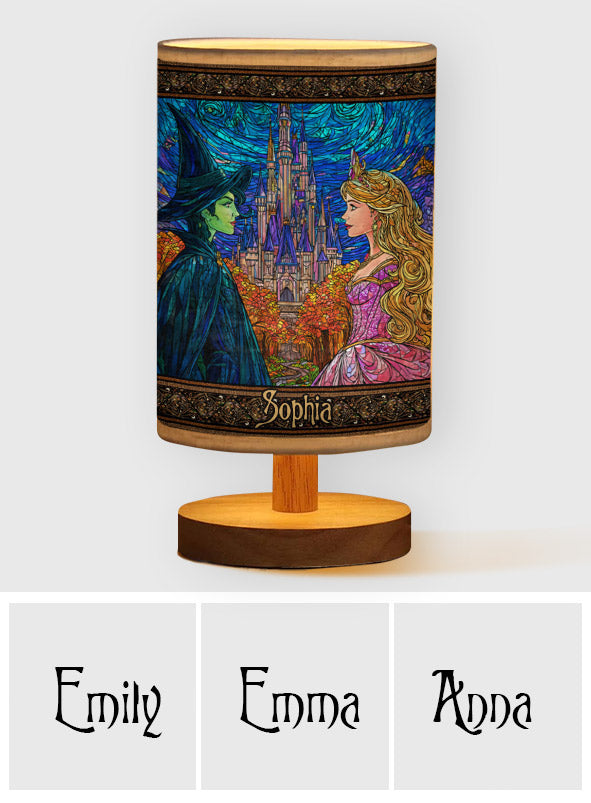 Changed For Good - Personalized Green and Pink Table Lamp With Wood Base