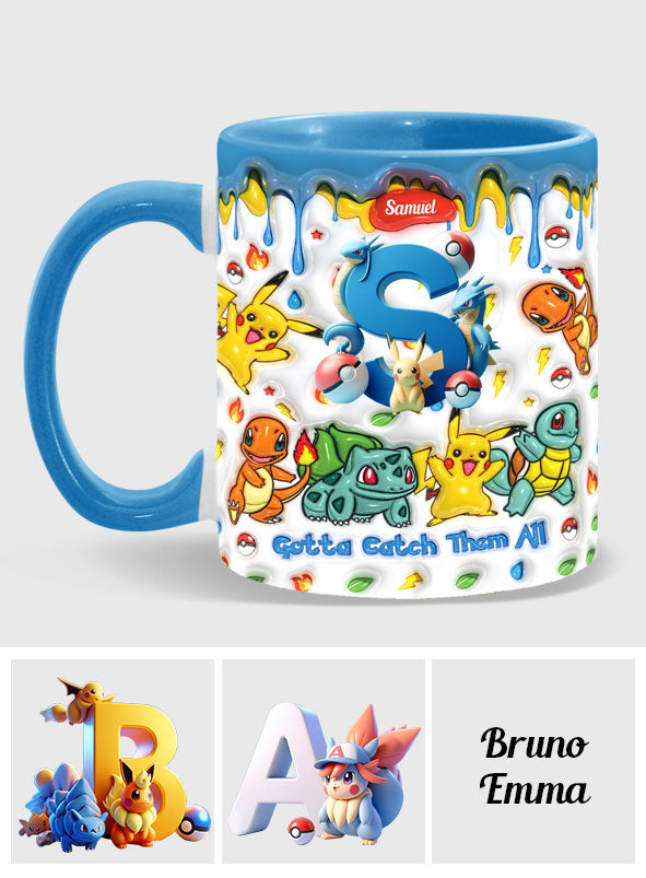 Gotta Catch Them All - Personalized Monster Trainer Accent Mug