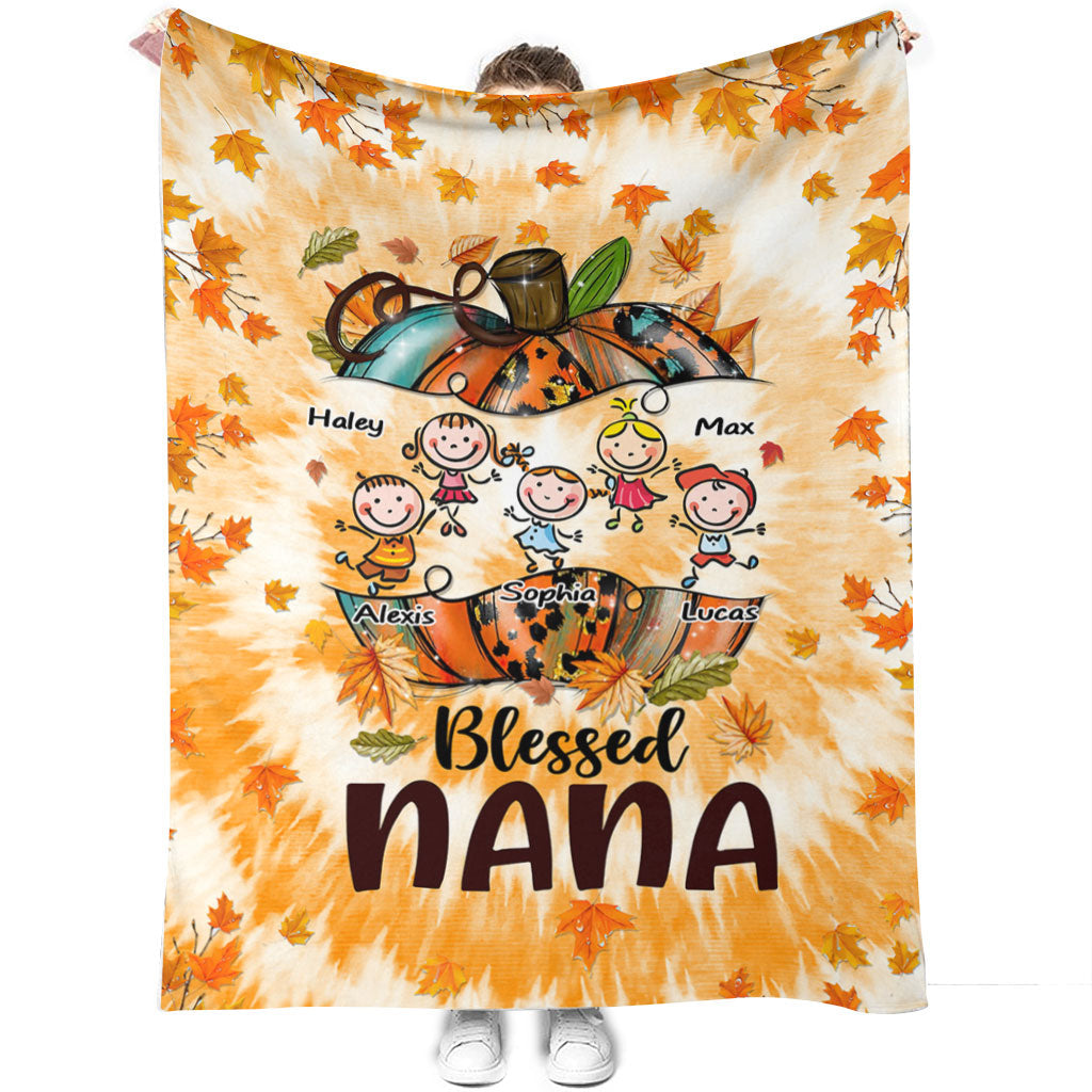Blessed Nana - Personalized Thanksgiving Grandma Blanket