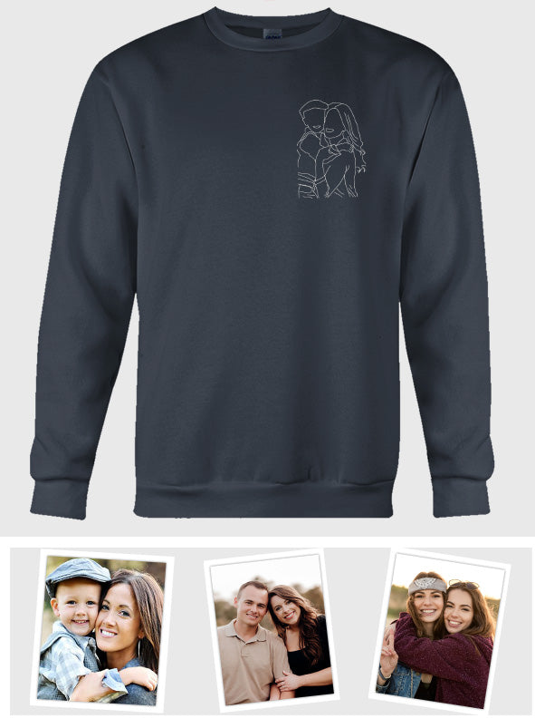 Custom Line Art - Personalized Aunt Embroidered Sweater