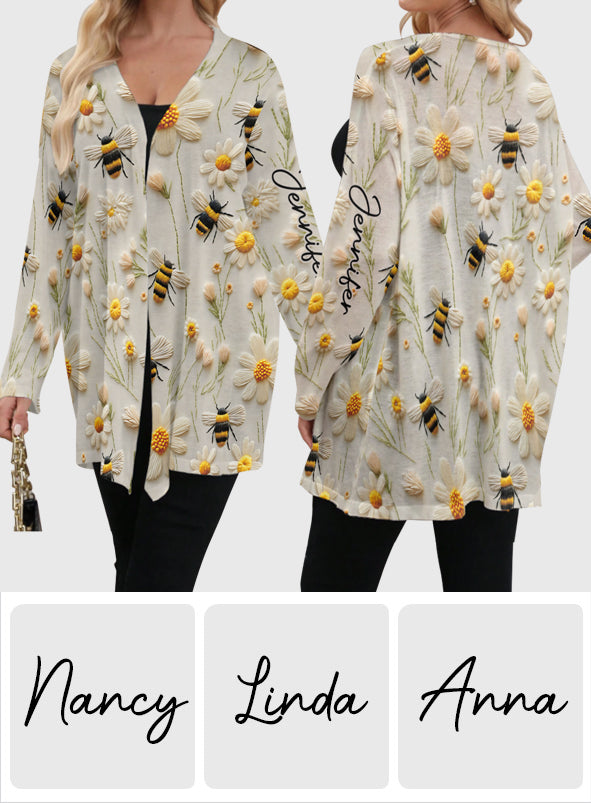 Flower And Bee - Personalized Bee Cardigan