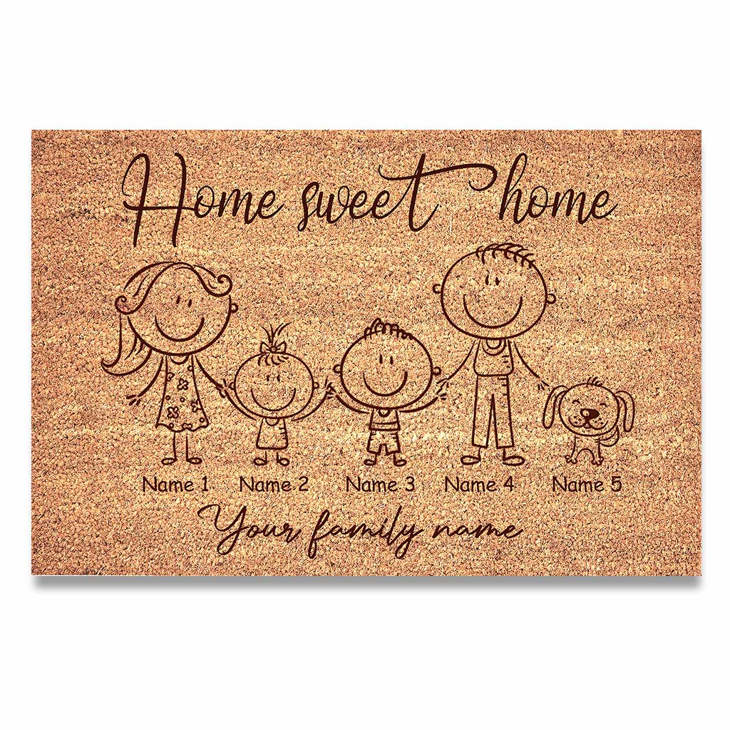 Home Sweet Home - Personalized Mother's Day Father's Day Family Doormat With Coir Pattern Print