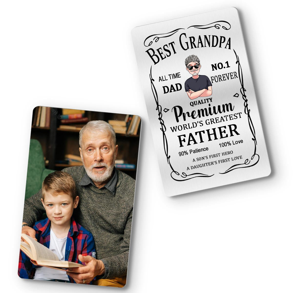 Best Father Premium - Gift for dad, grandpa - Personalized Wallet Insert Card