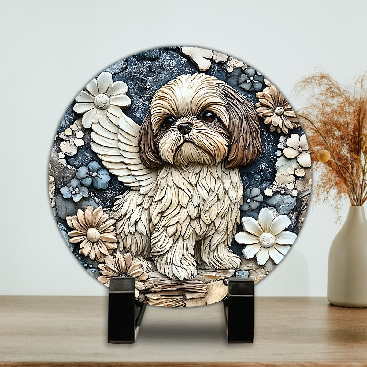 Forever In Our Heart - Personalized Dog Round Shaped Stone