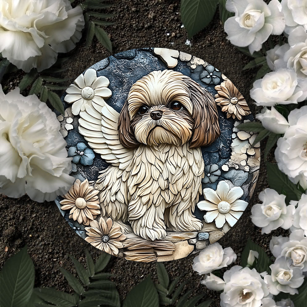 Forever In Our Heart - Personalized Dog Round Shaped Stone