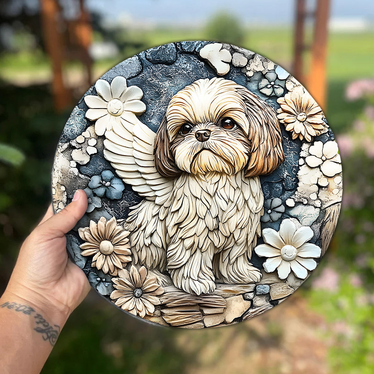 Forever In Our Heart - Personalized Dog Round Shaped Stone