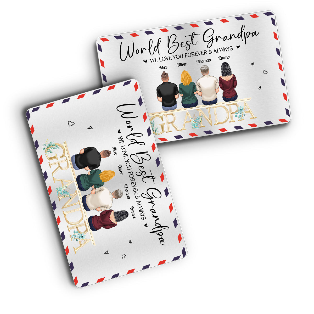 Dad We Love You Grandpa Wallet Insert Card - Personalized