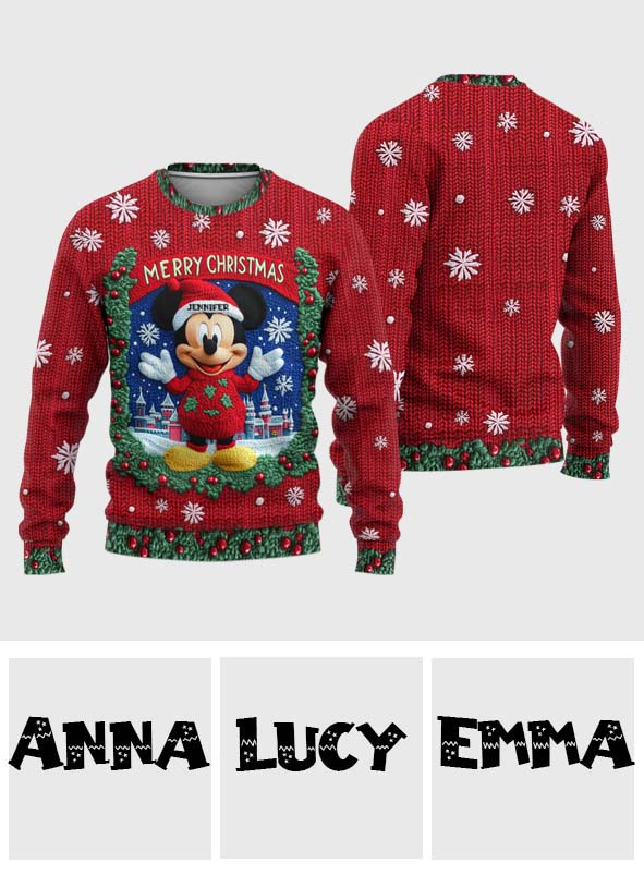 Merry Christmas - Personalized Mouse Ugly Sweater