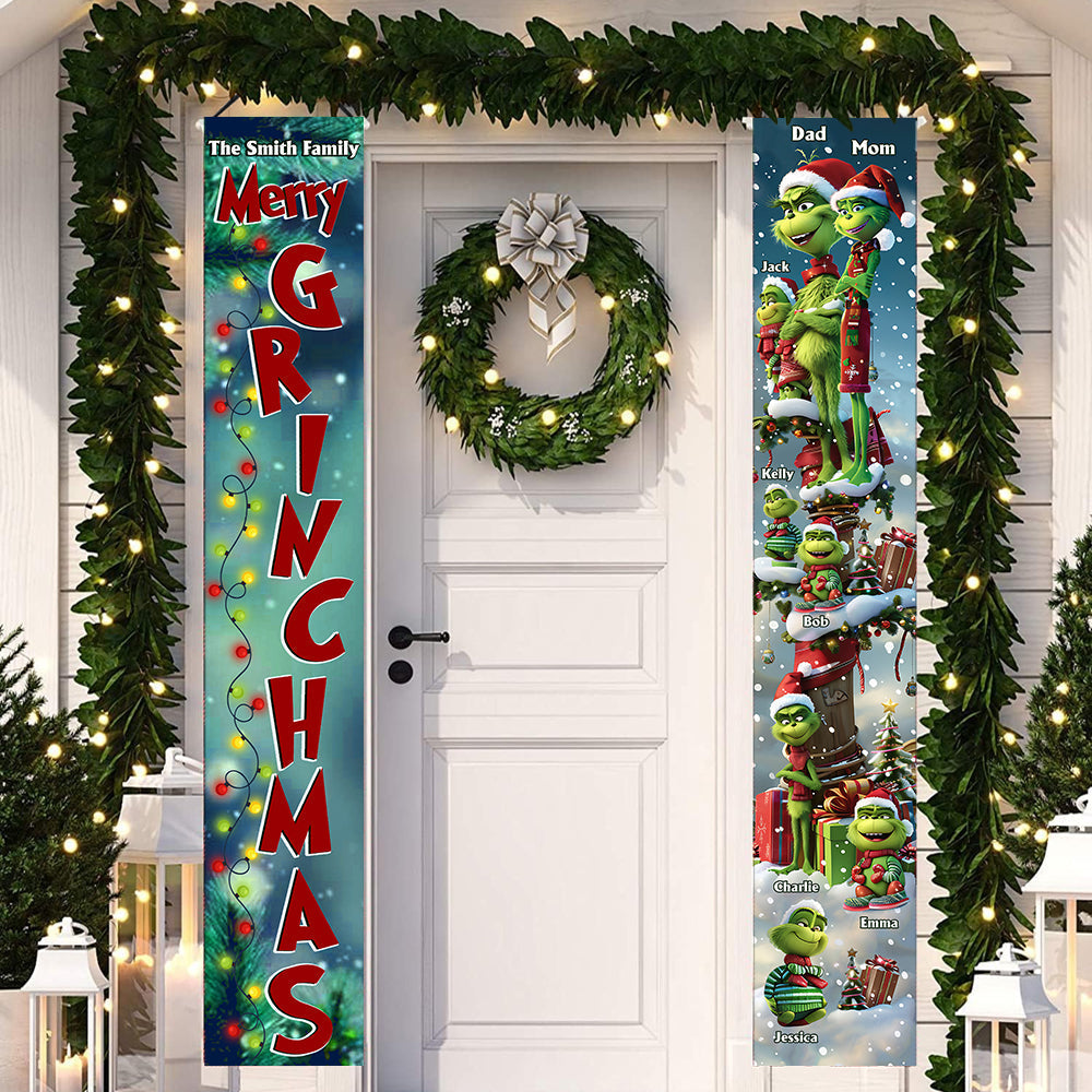 Merry Grinchmas - Personalized Family Porch Sign
