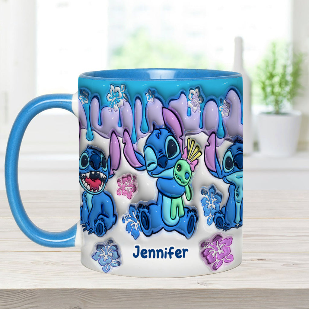 Blue Ohana Hugging - Personalized Ohana Accent Mug