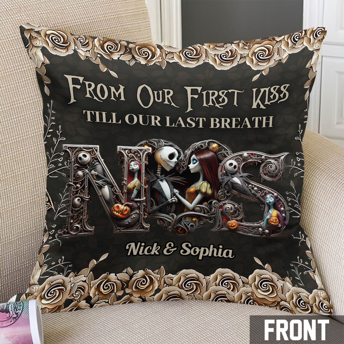 Till Dead Do Us Part - Personalized Nightmare Throw Pillow