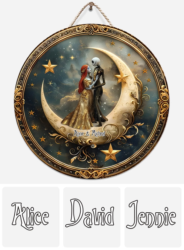 From Our First Kiss Till Our Last Breath - Personalized Nightmare Round Wood Sign