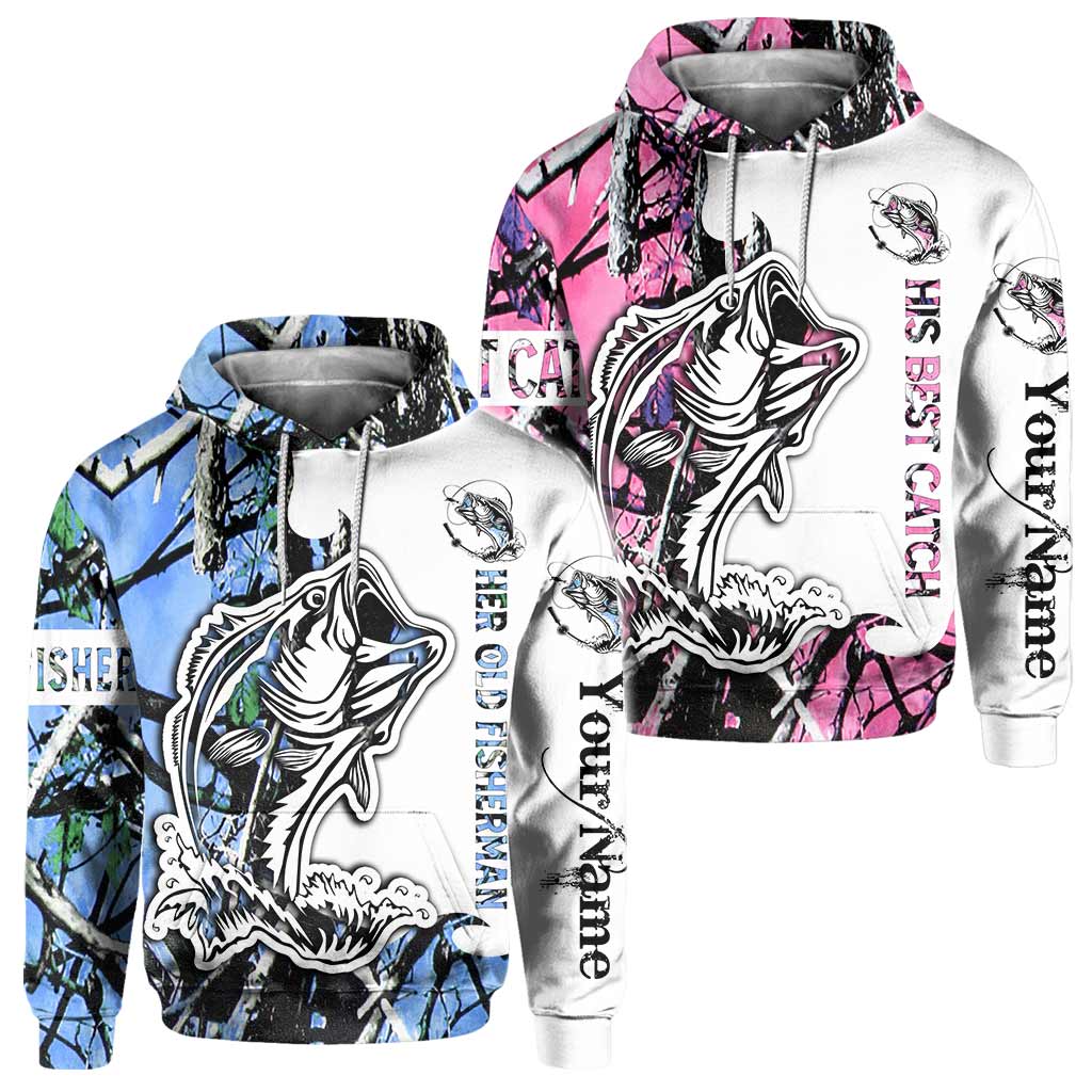 His Best Catch - Personalized Fishing All Over T-shirt and Hoodie