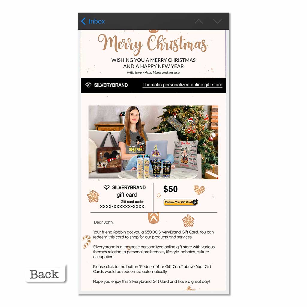 Personalized Greeting Gift Card Merry Christmas