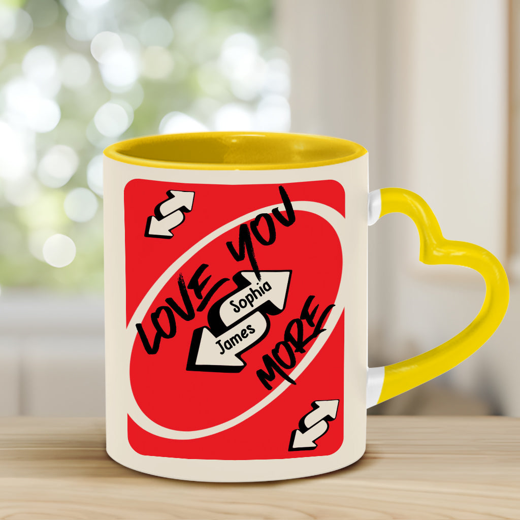 Love You More - Personalized Couple Heart Handle Mug