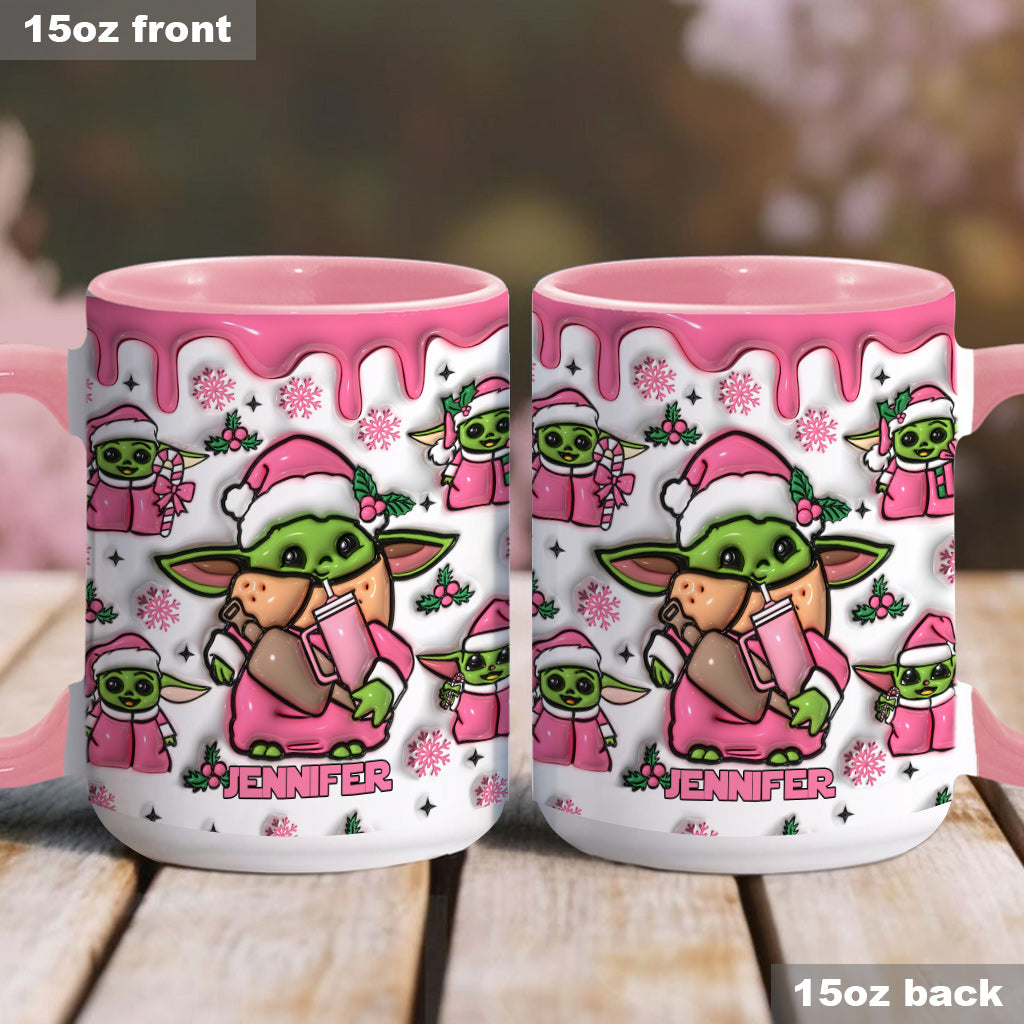Pink Christmas The Child - Personalized The Force Accent Mug