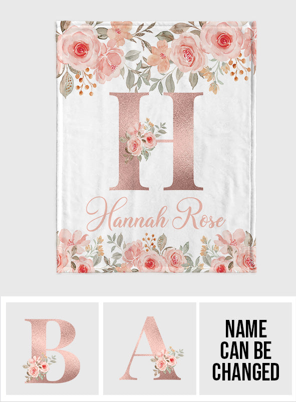 Floral Custom Name - Personalized Newborn Blanket