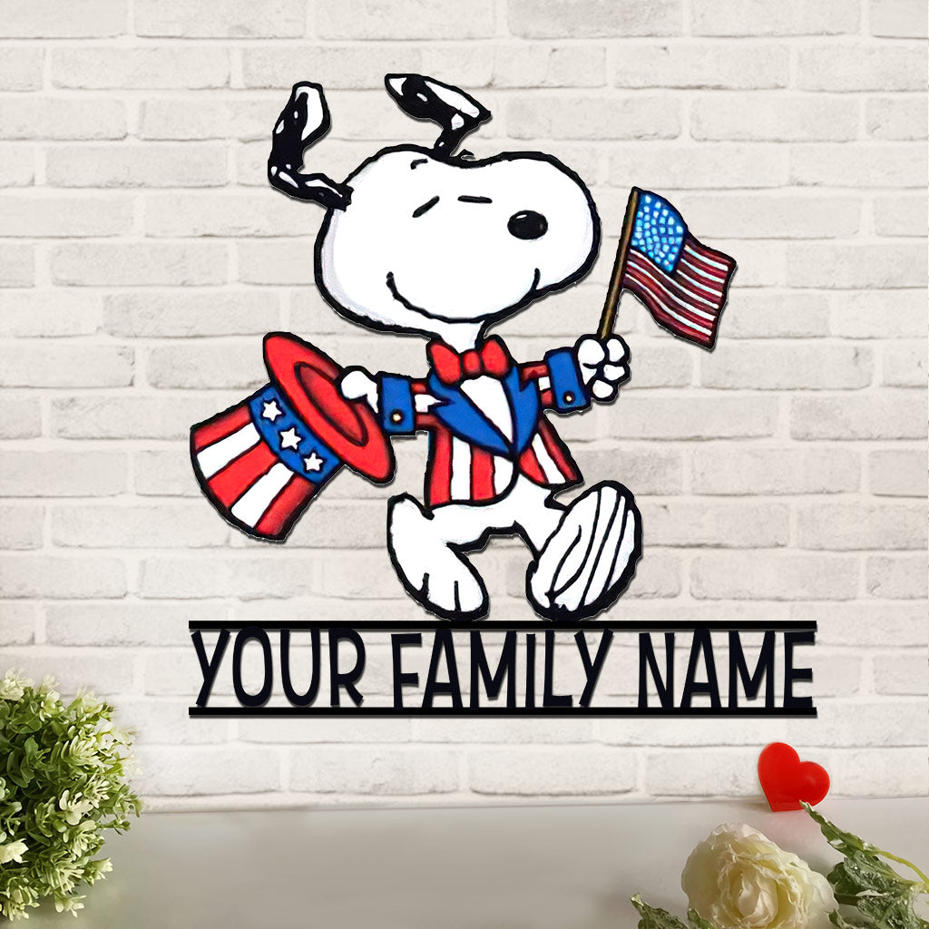 Happy Freedom Family - Personalized Independence Day Cut Metal Sign