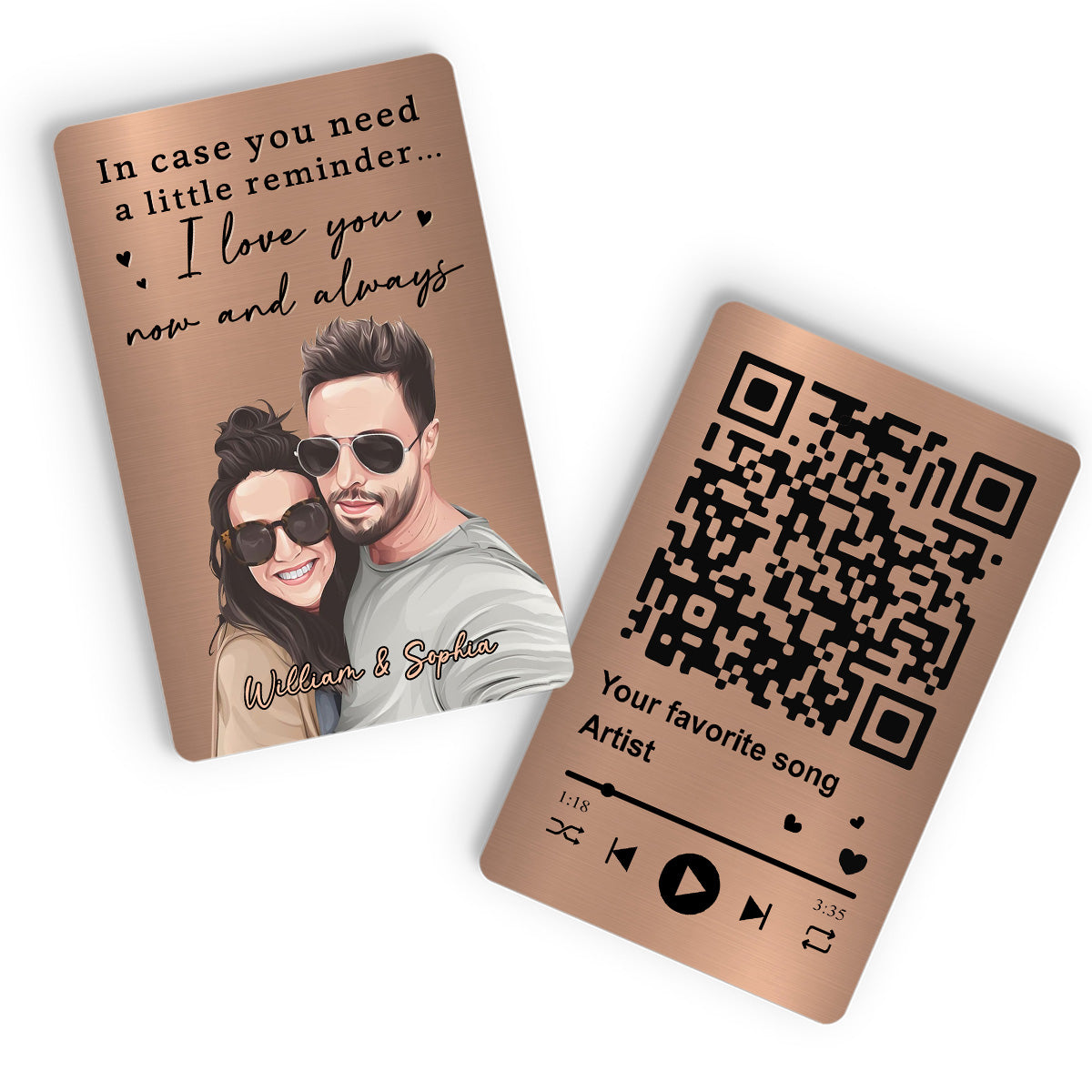 I Love You Now And Always - Personalized Couple Wallet Insert Card