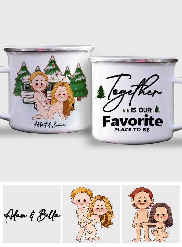 Together Is Our Favorite Place To Be - Personalized Camping Enamel Mug
