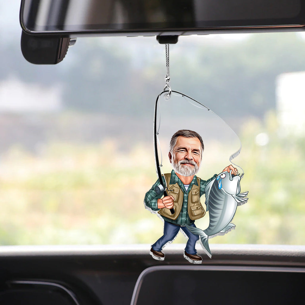 Photo Inserted Funny Fishing - Personalized Fishing Car Ornament