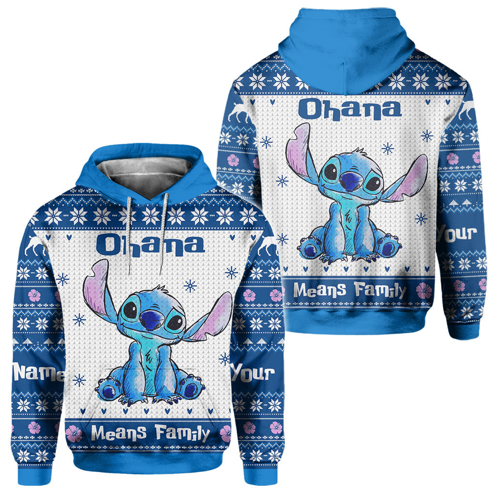 Ohana Means Family - Personalized Christmas Ohana All Over T-shirt and Hoodie