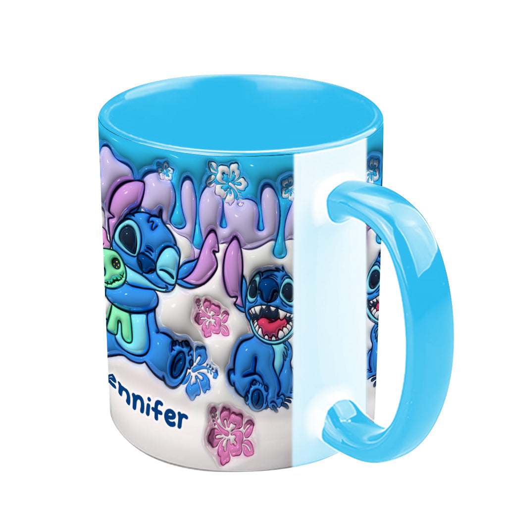 Blue Ohana Hugging - Personalized Ohana Accent Mug