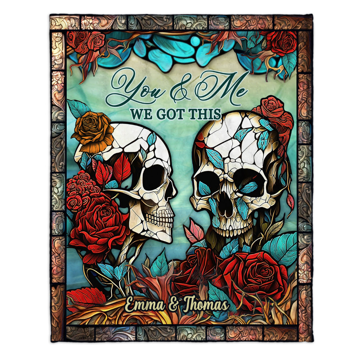 Skull Couple - Personalized Skull Blanket