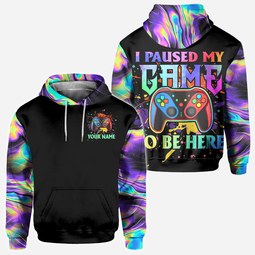 I Paused My Game To Be Here - Personalized Video Game All Over Shirt