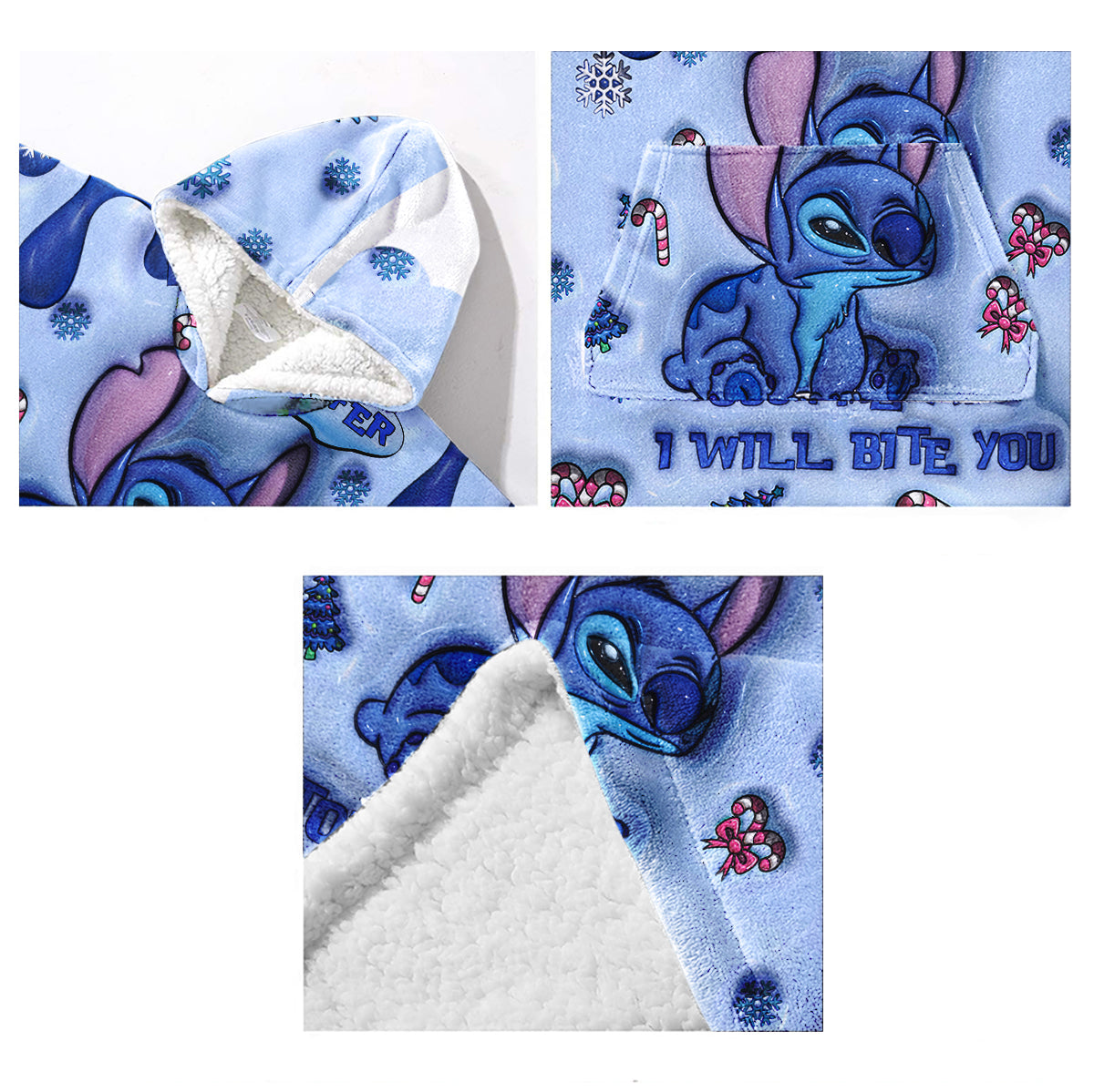 Touch Me And I Will Bite You - Personalized Ohana Blanket Hoodie